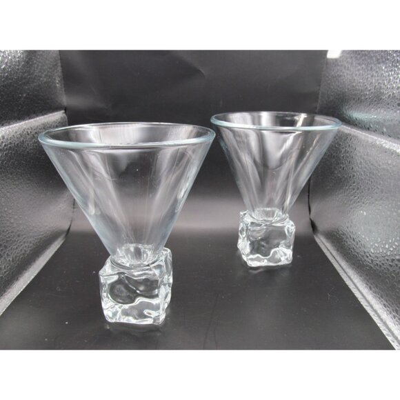 Set of 2 Vintage Disaronno Melting Ice Cube Base Martini Glasses Made in Italy - Picture 13 of 16